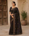 Styled image: model wearing the Shyam Chanderi Silk & Cotton Saree with Meena Butis