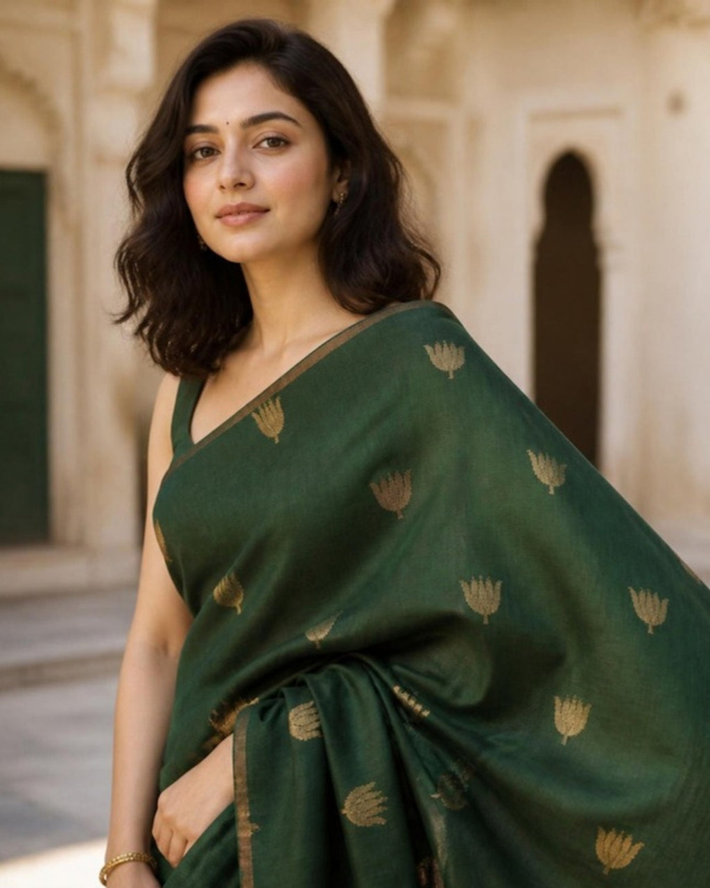Styled image: Dhani Chanderi Silk & Cotton Saree, pallu view