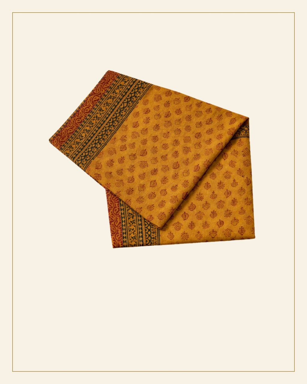 Hand Block Printed Bagh Cotton Dupatta — Saptadhārā