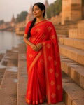 Styled image: model wearing the Sindoori Chanderi Silk & Cotton Saree