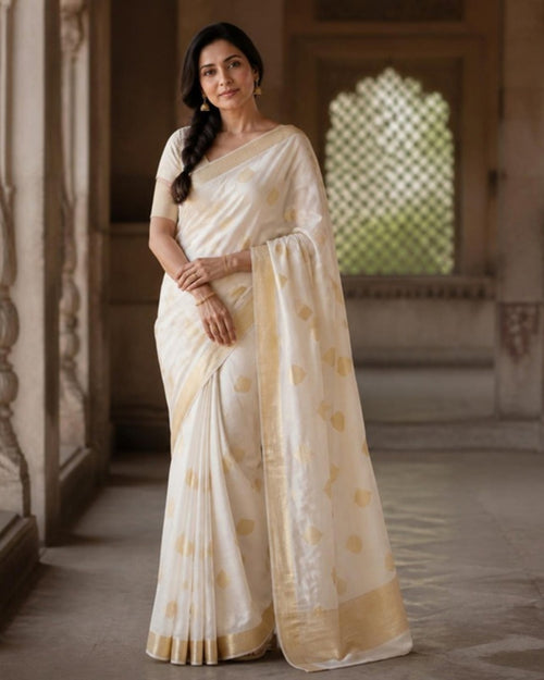 Styled image: model wearing the Chandni Chanderi Pattu Silk Saree