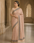 Styled image: model wearing the Sindoori Bagh Print Cotton Saree