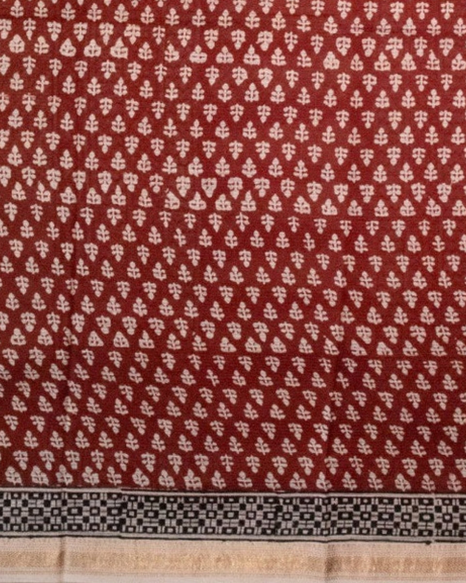 Chandni Bagh Print Silk & Cotton Saree — border and weave