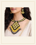 Handcrafted Geometric Beadwork Choker Necklace Set with Earrings — Saptadhārā