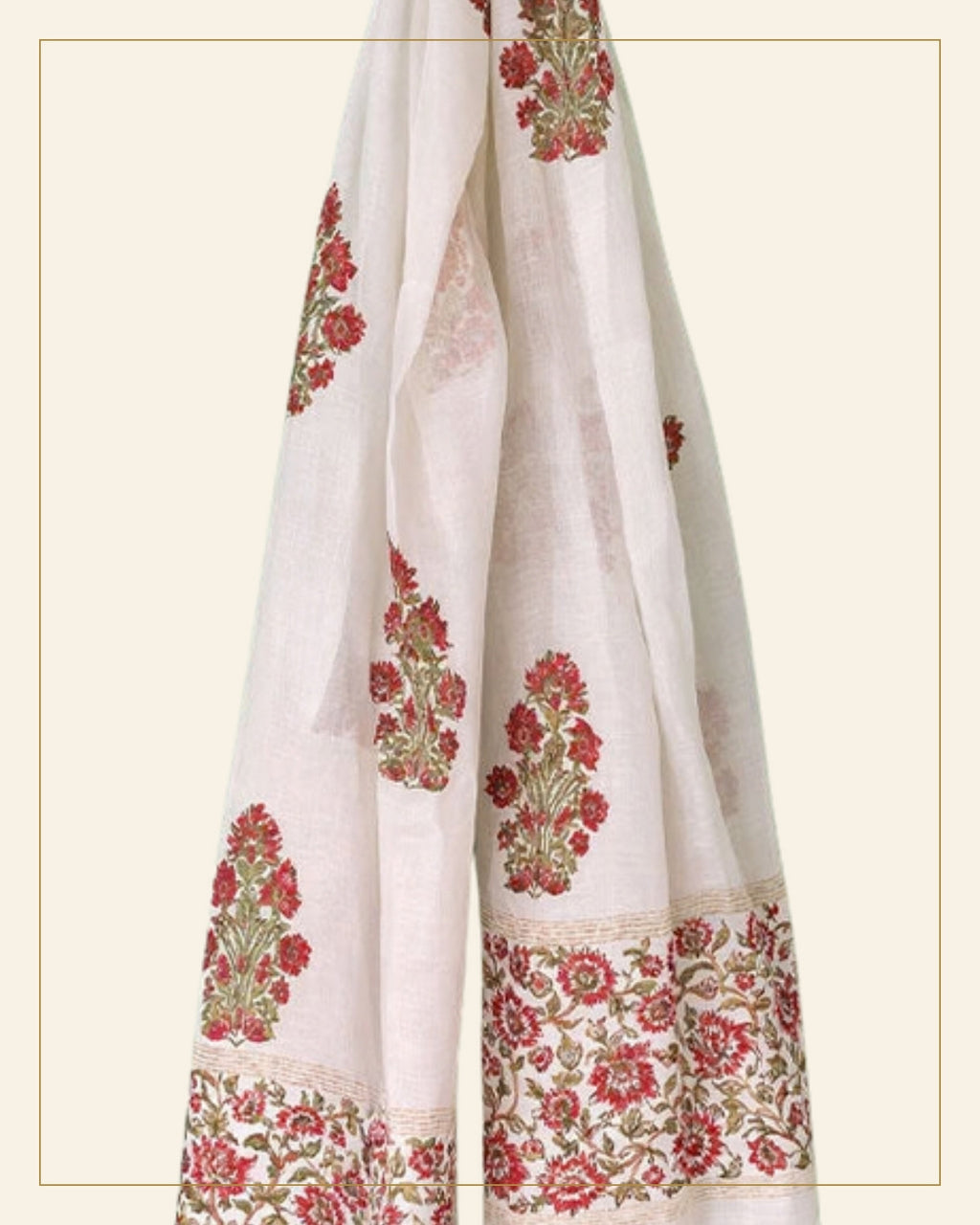 Reti Block Printed Chanderi Stole — Saptadhārā detail