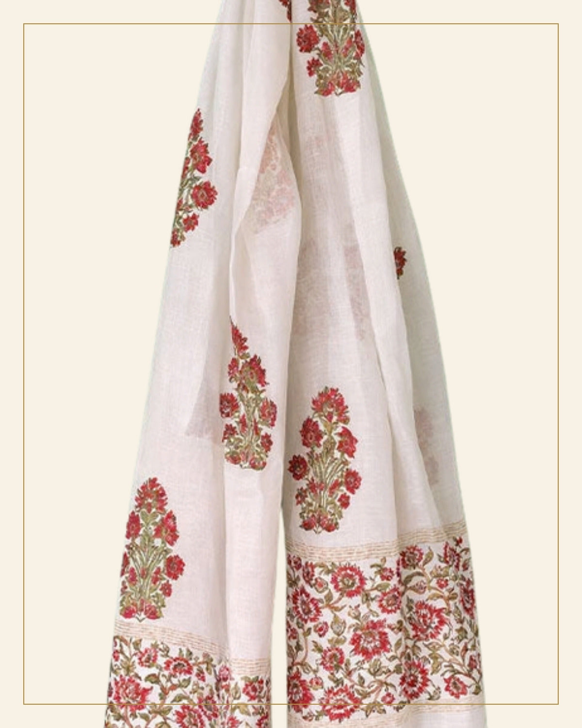 Reti Block Printed Chanderi Stole — Saptadhārā detail
