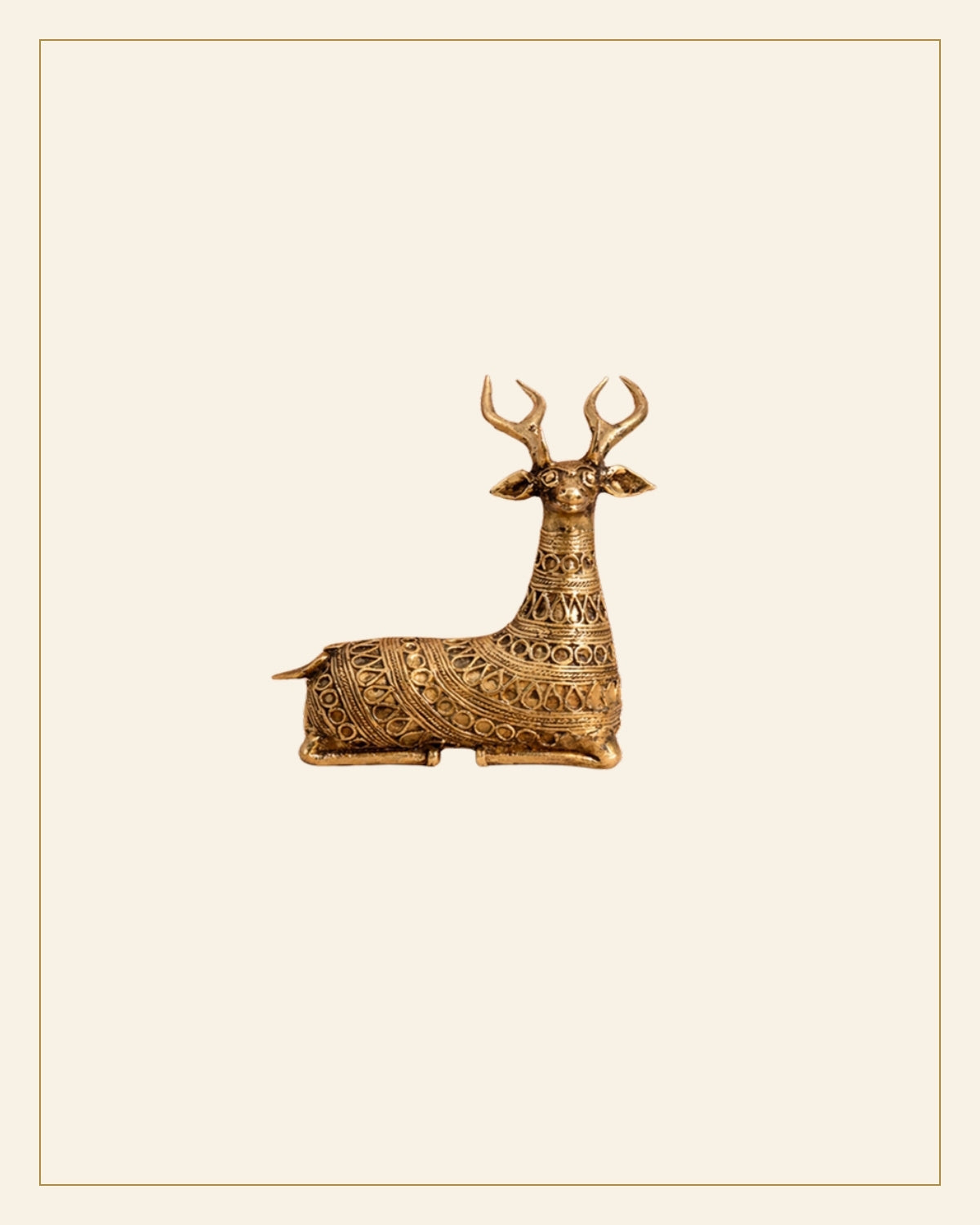 Handcrafted Bhareva Brass Tribal Deer Large Showpiece — Saptadhārā