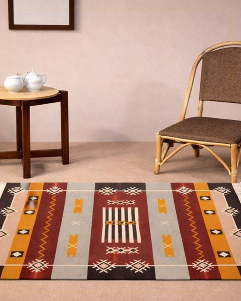 Rangrez Punja Durrie Floor Rug · Handwoven Rug — Saptadhārā detail