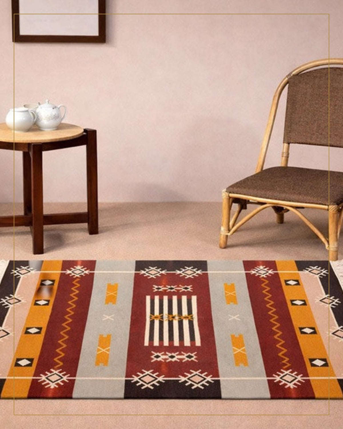 Rangrez Punja Durrie Floor Rug · Handwoven Rug — Saptadhārā detail