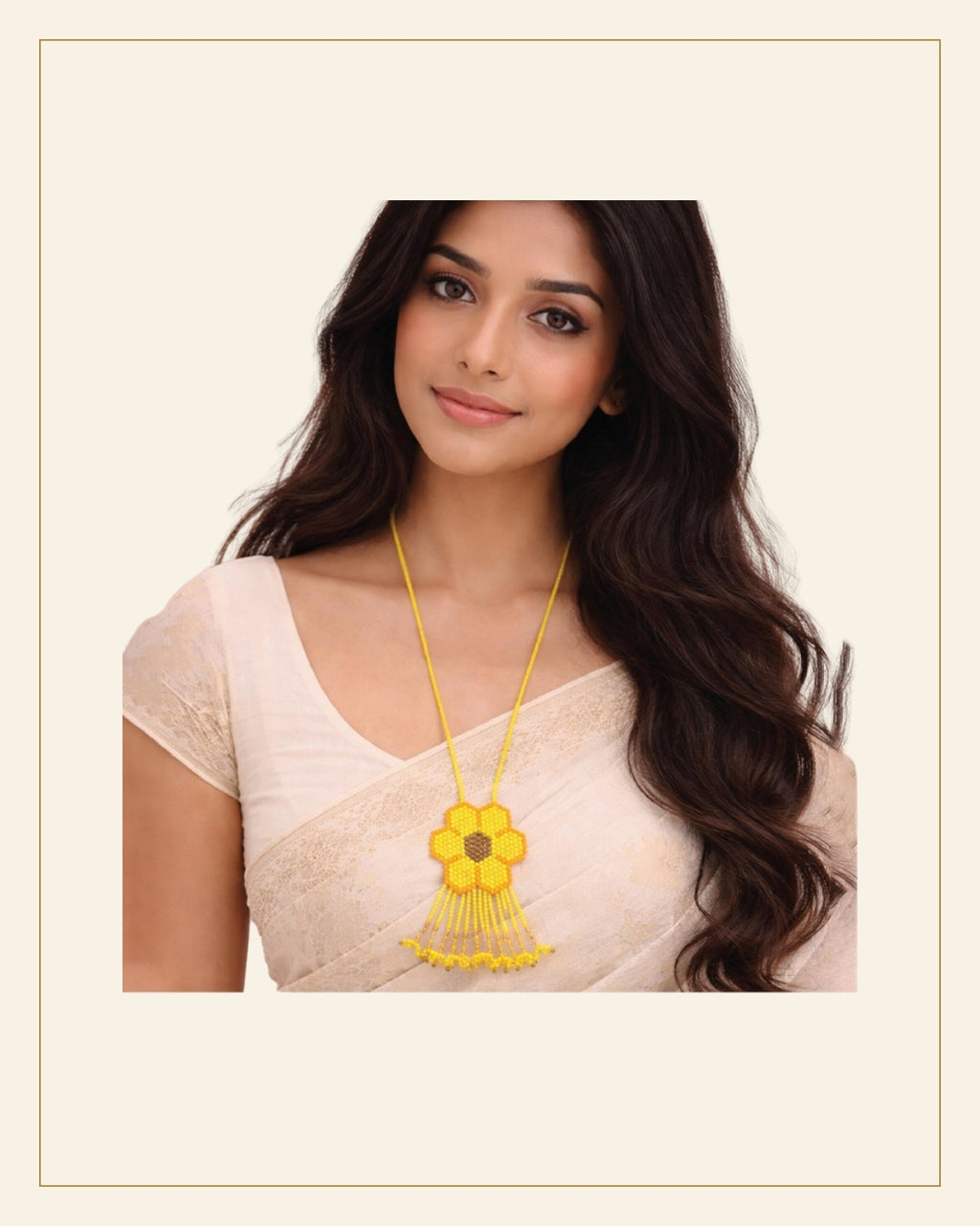 Handcrafted Beaded Flower Pendant Necklace — Saptadhārā
