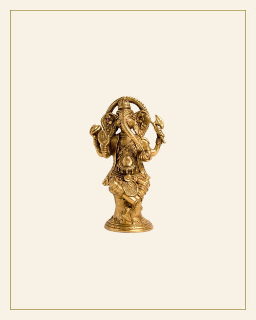 Handcrafted Bhareva Brass medium Lord Ganesha Showpiece — Saptadhārā