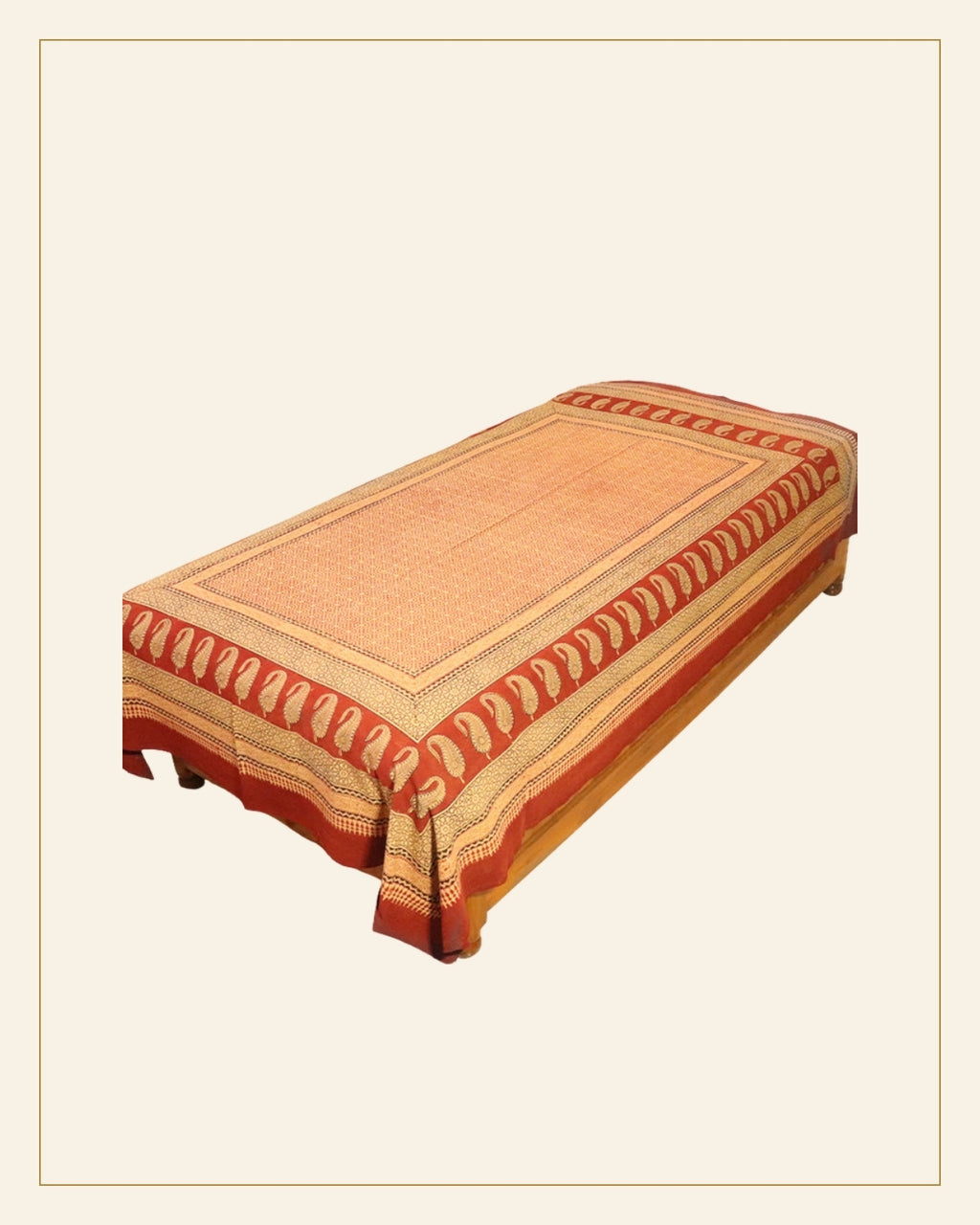 Hand Block Printed Bagh Cotton Single Bed Bed Sheet — Saptadhārā