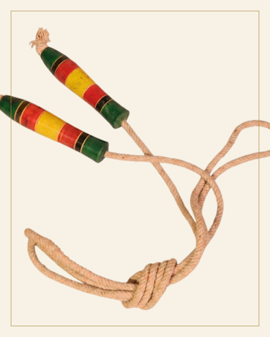 Sheesham Wooden Lacquerware Skipping Rope · Budhni Lacquerware — Saptadhārā detail
