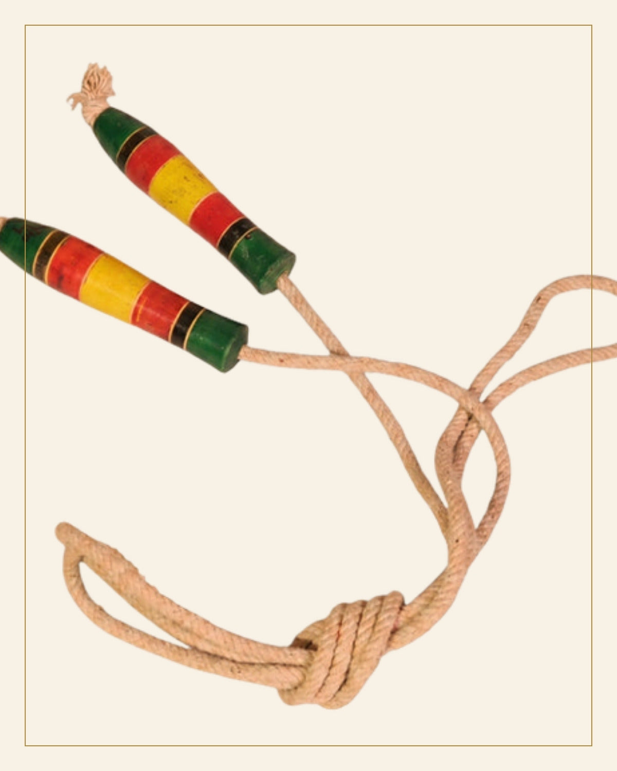 Sheesham Wooden Lacquerware Skipping Rope · Budhni Lacquerware — Saptadhārā detail