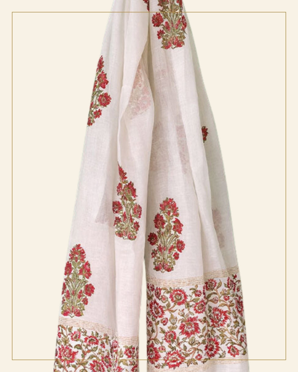 Reti Block Printed Chanderi Stole — Saptadhārā detail