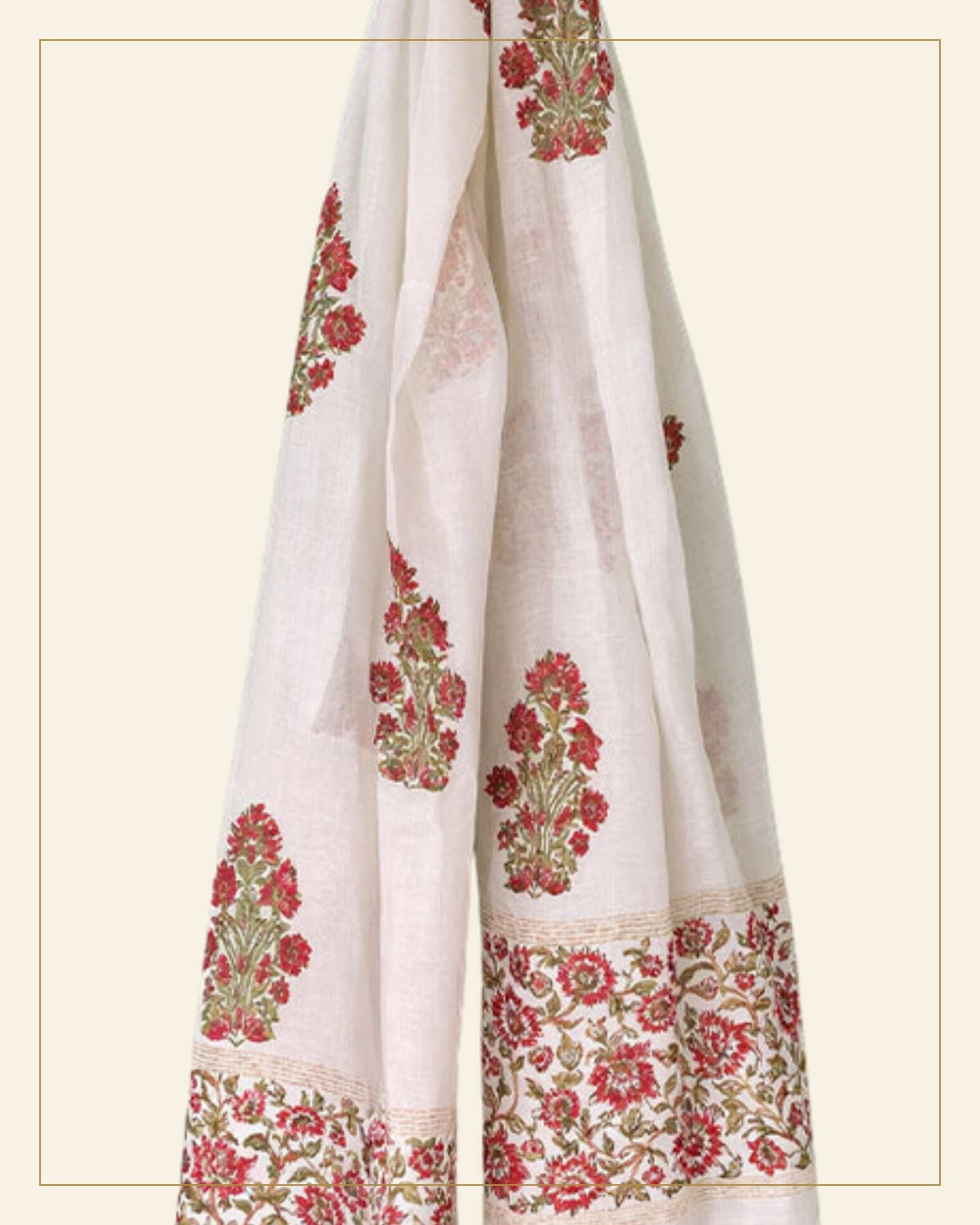 Reti Block Printed Chanderi Stole — Saptadhārā detail