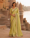 Styled image: model wearing the Dhani Gond Art Saree with Gond Motifs