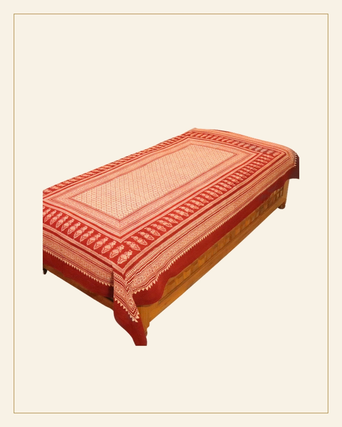 Hand Block Printed Bagh Cotton Single Bed Sheet — Saptadhārā
