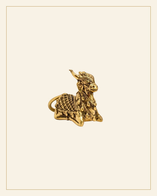 Handcrafted Bhareva Brass Nandi Bull Idol — Saptadhārā