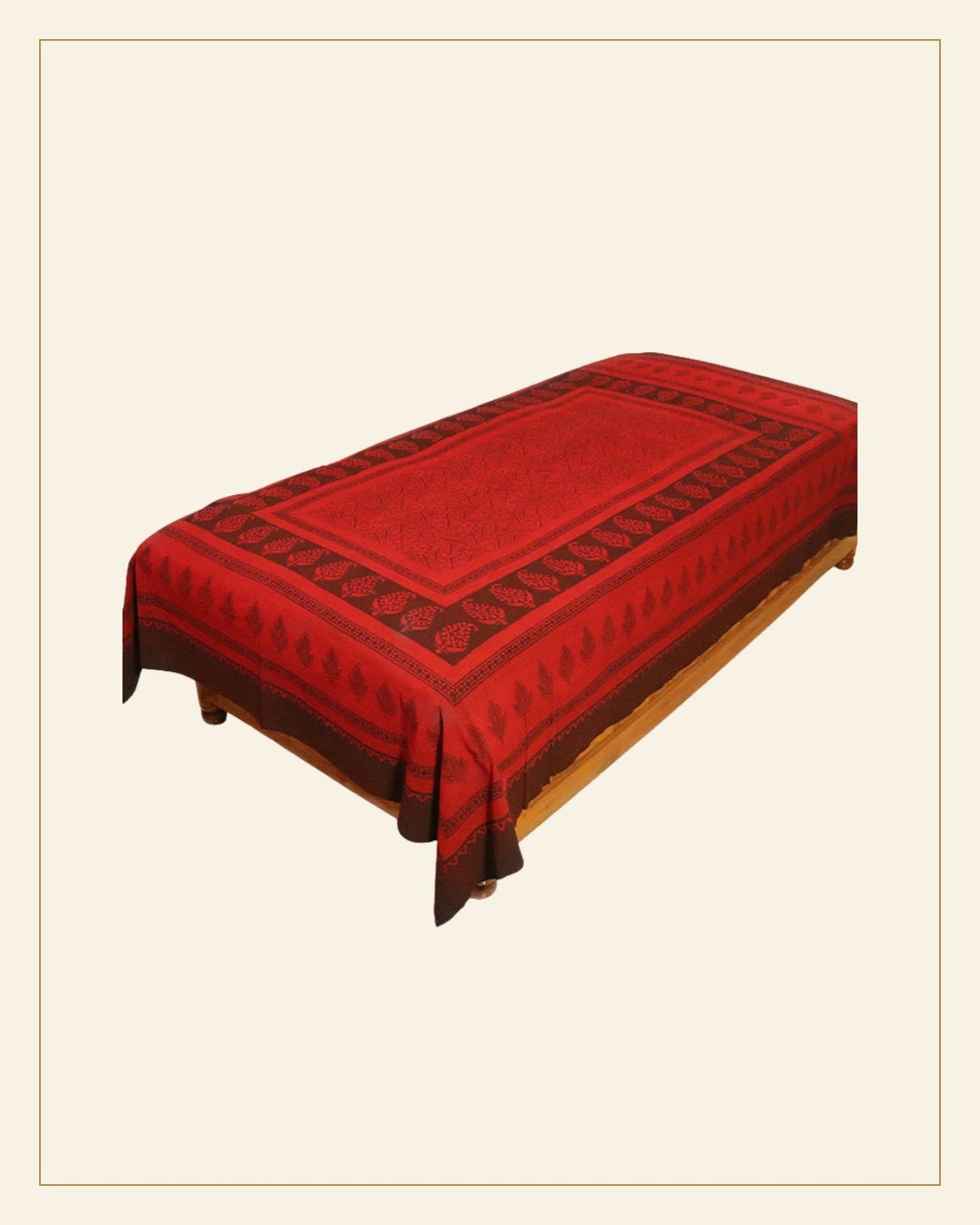 Hand Block Printed Bagh Cotton Single Bed Sheet — Saptadhārā