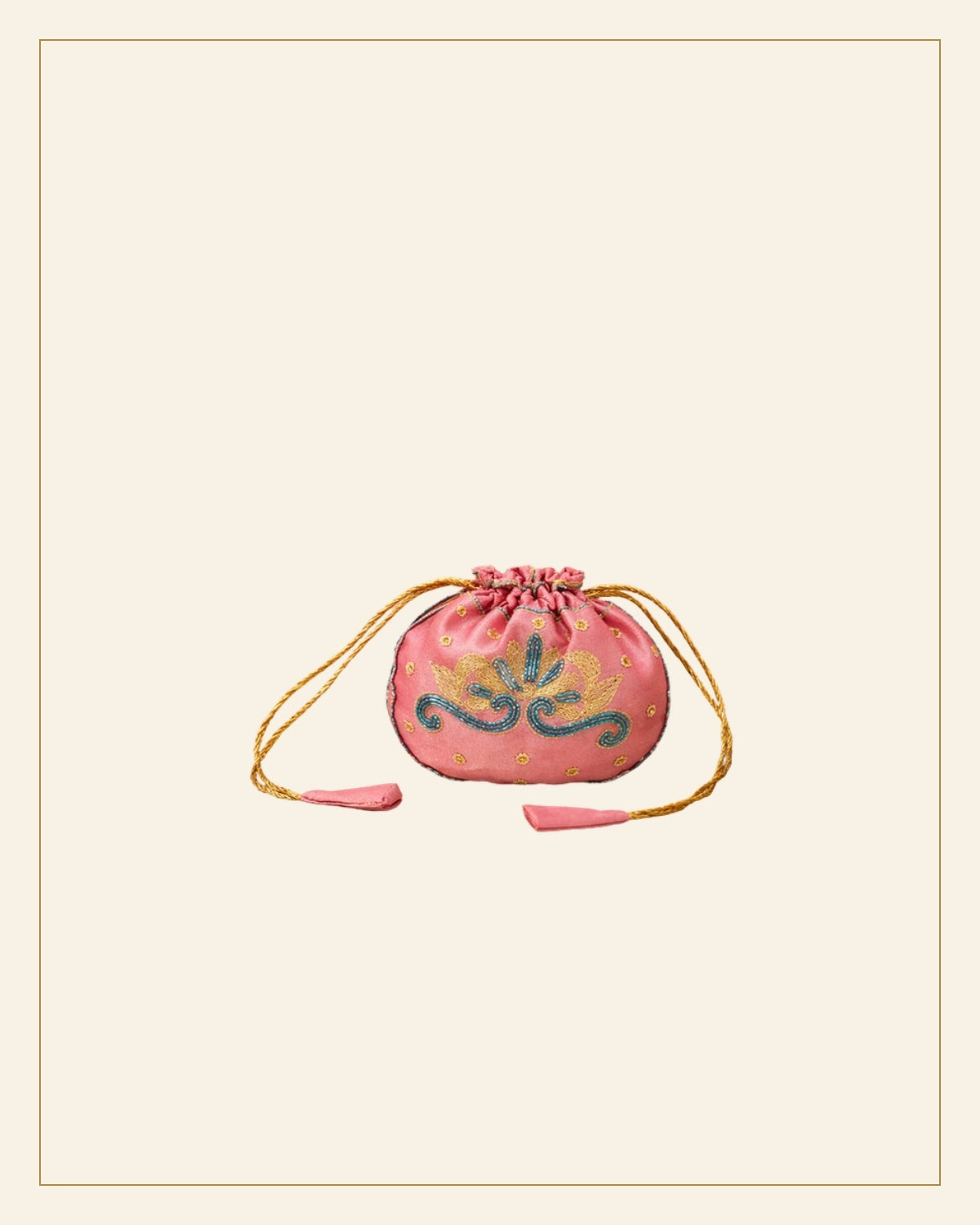 Handcrafted Zari Zardozi Embroidered Potli Bag (Small Size) — Saptadhārā