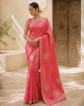 Styled image: model wearing the Gulabi Chanderi Silk & Cotton Saree