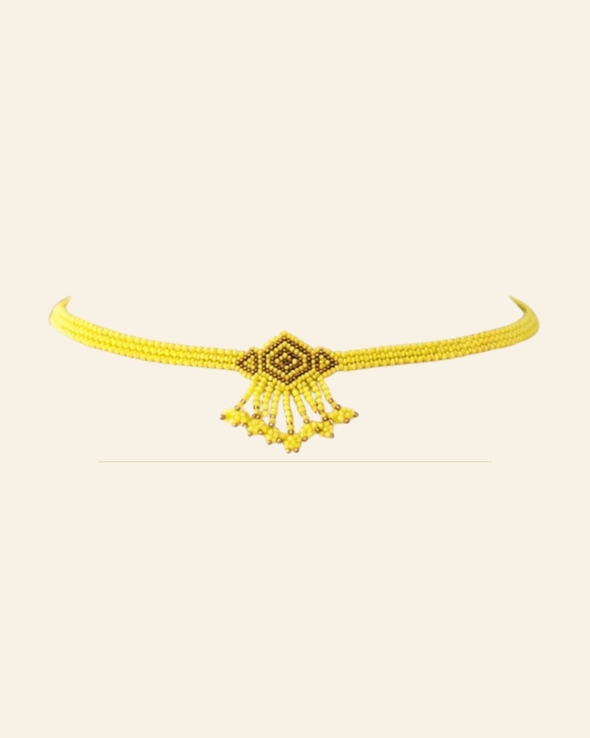 Handcrafted Geometric Beaded Choker Necklace Set with Earrings — Saptadhārā studio