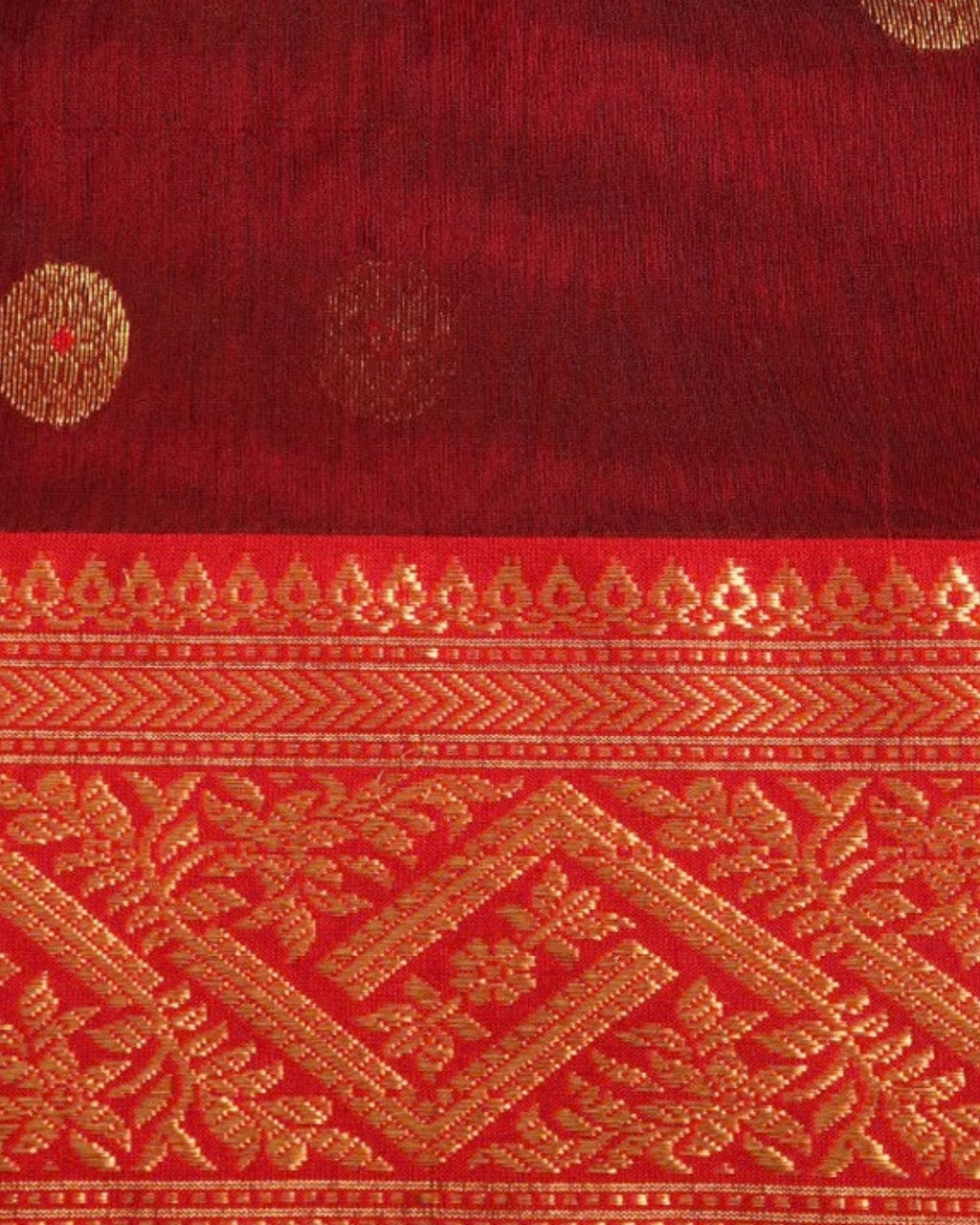 Sindoori Chanderi Silk & Cotton Saree — actual fabric