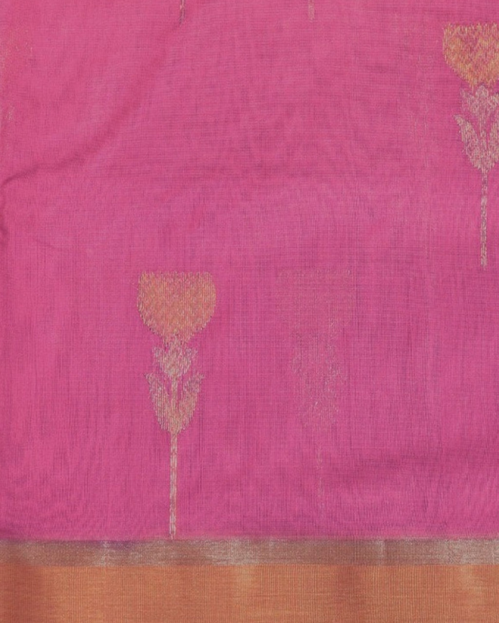 Gulabi Chanderi Silk & Cotton Saree — actual fabric
