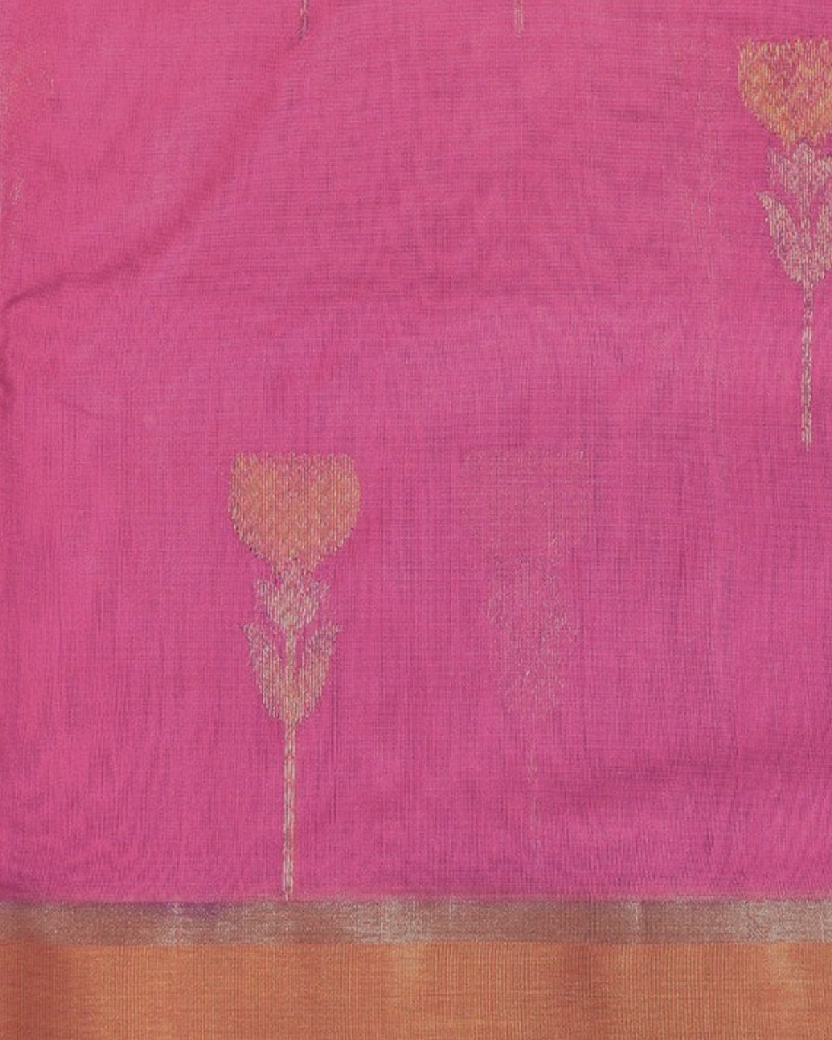 Gulabi Chanderi Silk & Cotton Saree — actual fabric