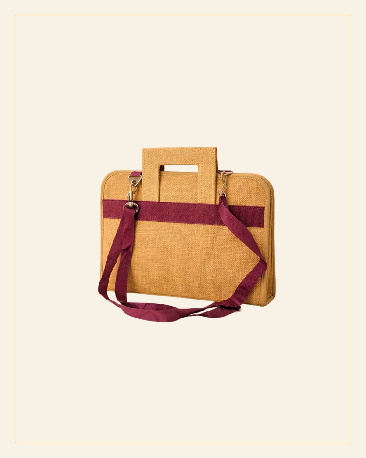 Hancrafted Natural Jute bag with Maroon Handle — Saptadhārā