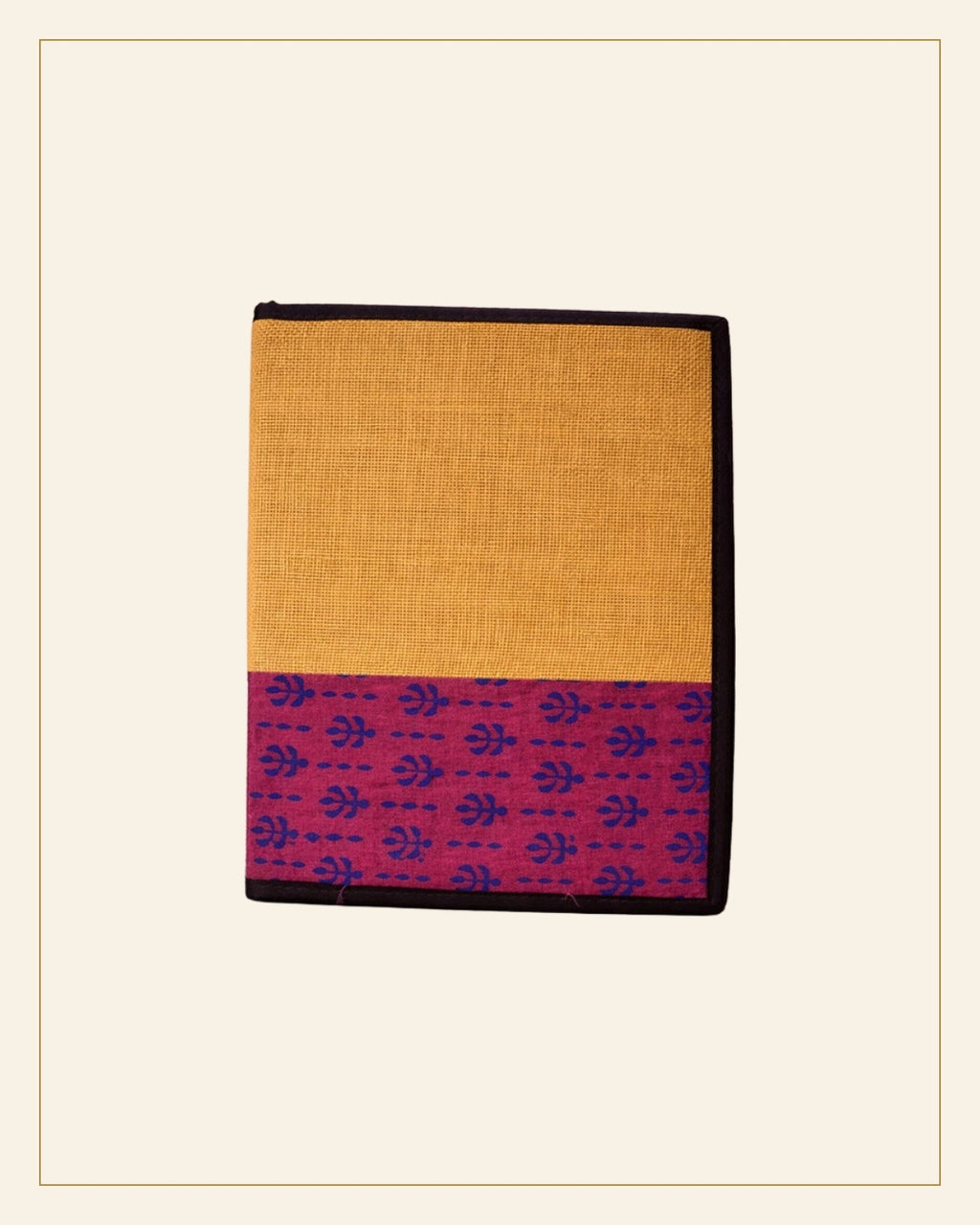 Reti Jute File Folder with Hand Block Printed Fabric Panel · Handmade Paper — Saptadhārā