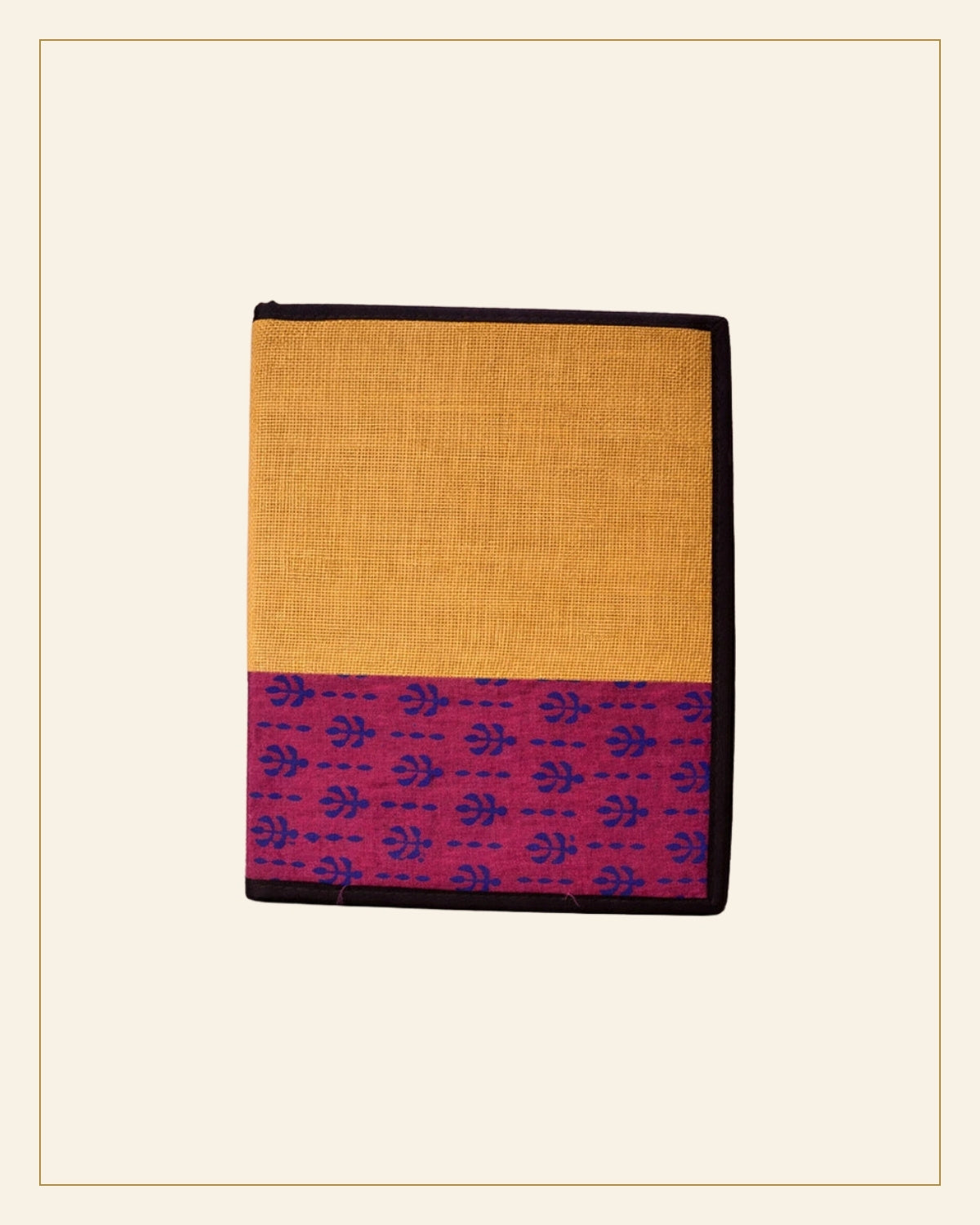 Reti Jute File Folder with Hand Block Printed Fabric Panel · Handmade Paper — Saptadhārā