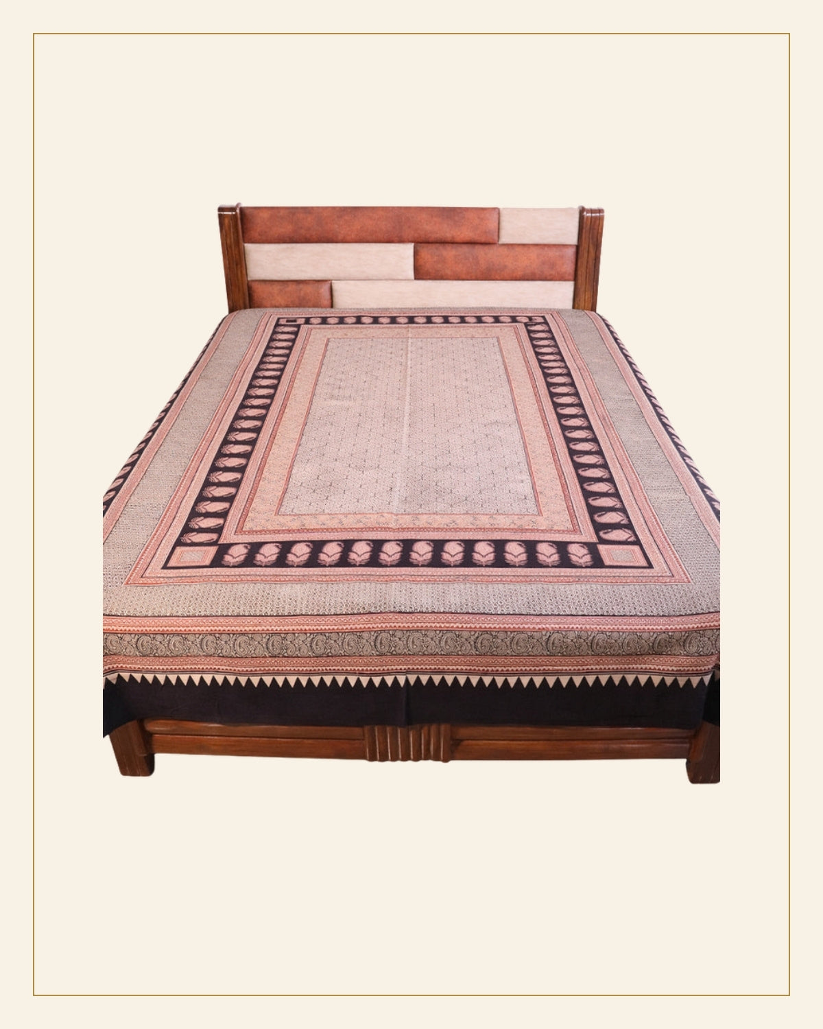 Hand Block Printed Bagh Cotton Double Bed Sheet — Saptadhārā