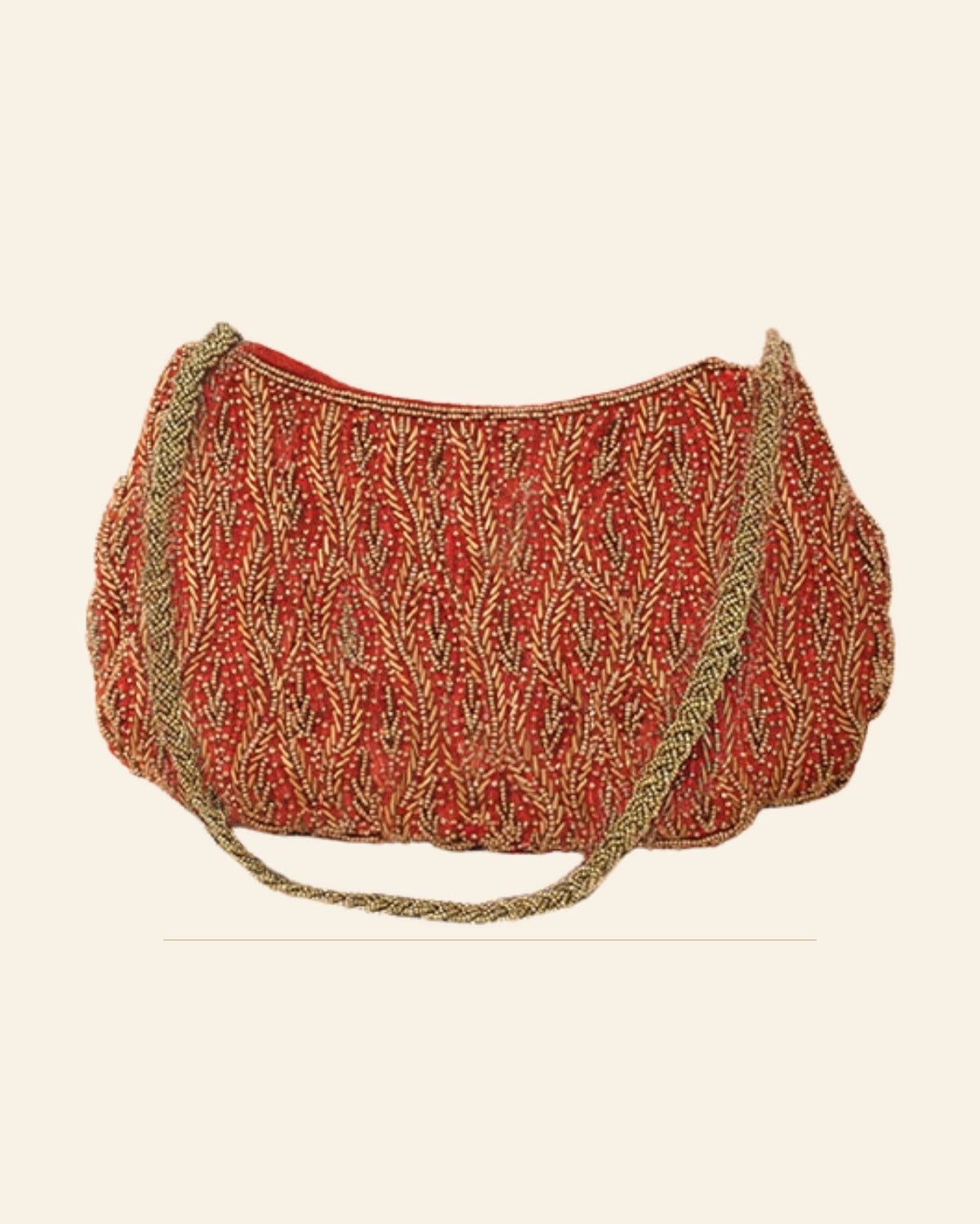 Sindoori Zari  Zardozi Embroidered Handbag — Saptadhārā studio