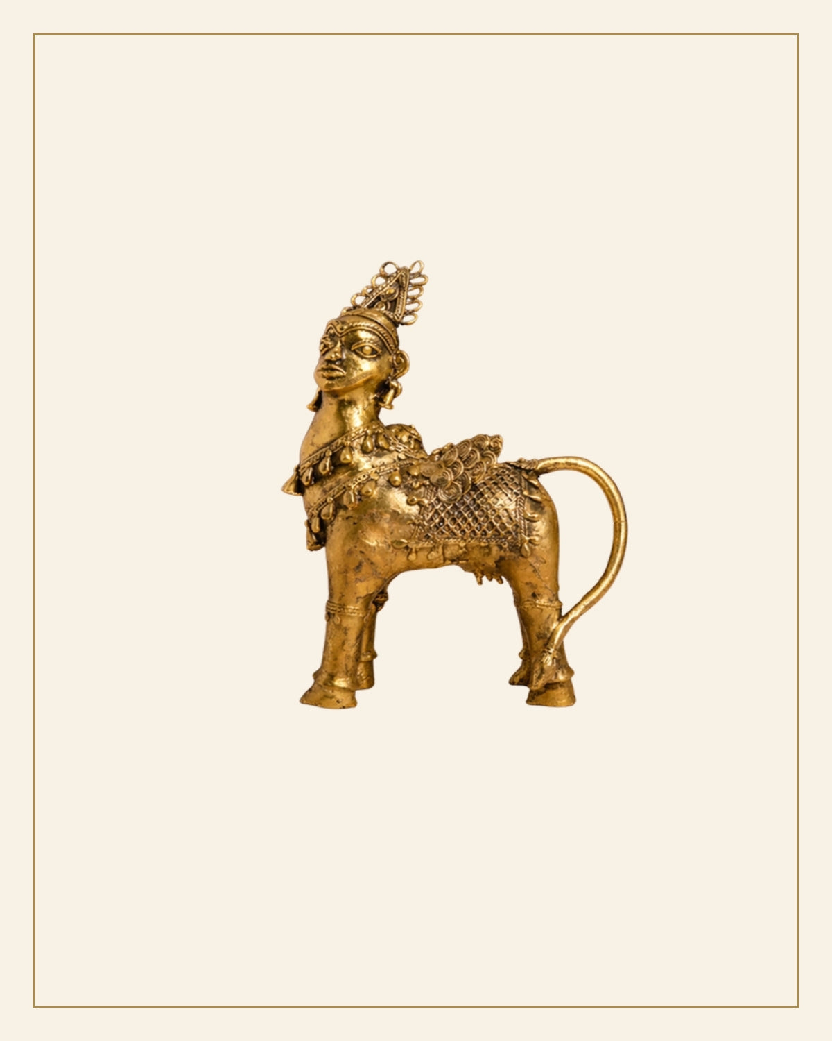 Handcrafted Bhareva Brass Kamdhenu Showpiece — Saptadhārā