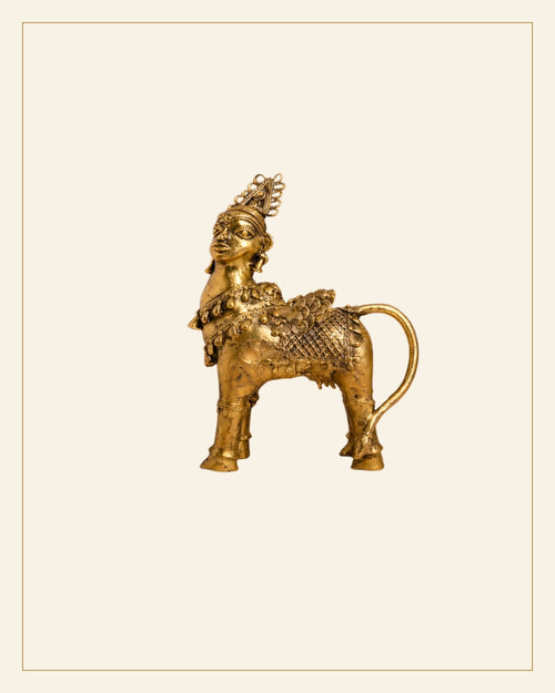 Handcrafted Bhareva Brass Kamdhenu Showpiece — Saptadhārā