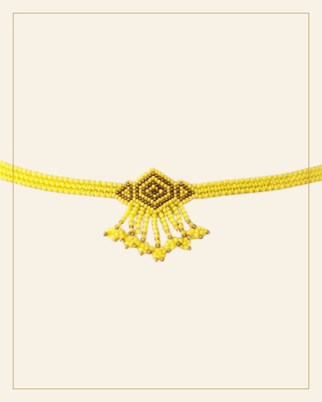 Handcrafted Geometric Beaded Choker Necklace Set with Earrings — Saptadhārā detail