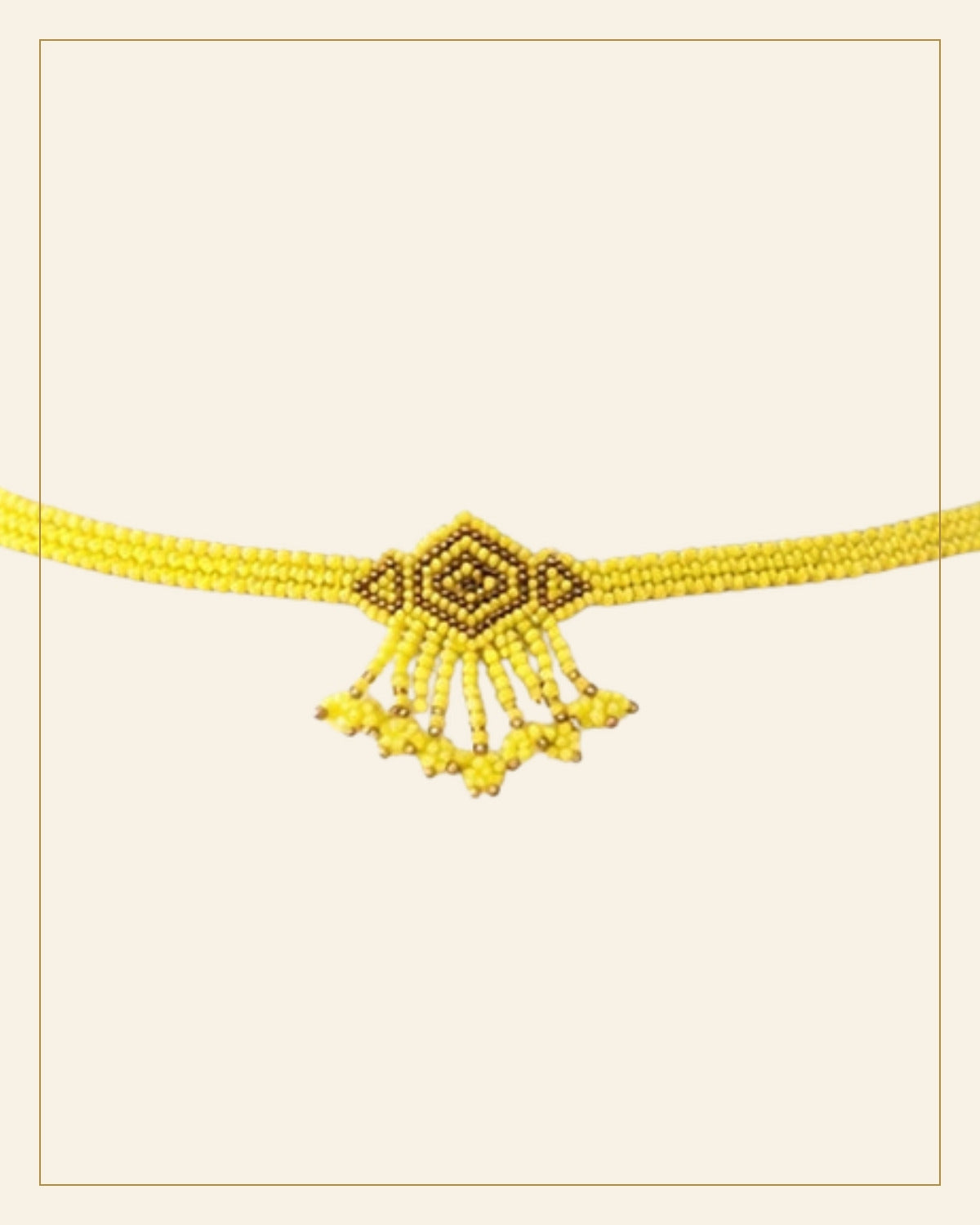 Handcrafted Geometric Beaded Choker Necklace Set with Earrings — Saptadhārā detail