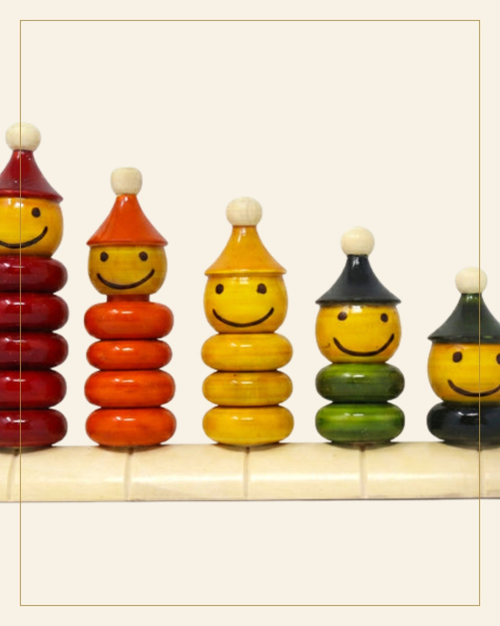 Sheesham Wooden Lacquerware Ring Stacking Toy · Budhni Lacquerware — Saptadhārā detail