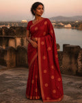 Styled image: model wearing the Sindoori Chanderi Silk & Cotton Saree