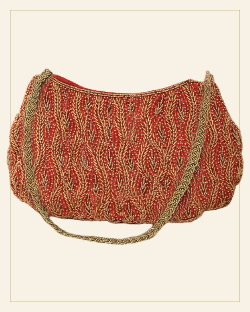 Sindoori Zari  Zardozi Embroidered Handbag — Saptadhārā detail