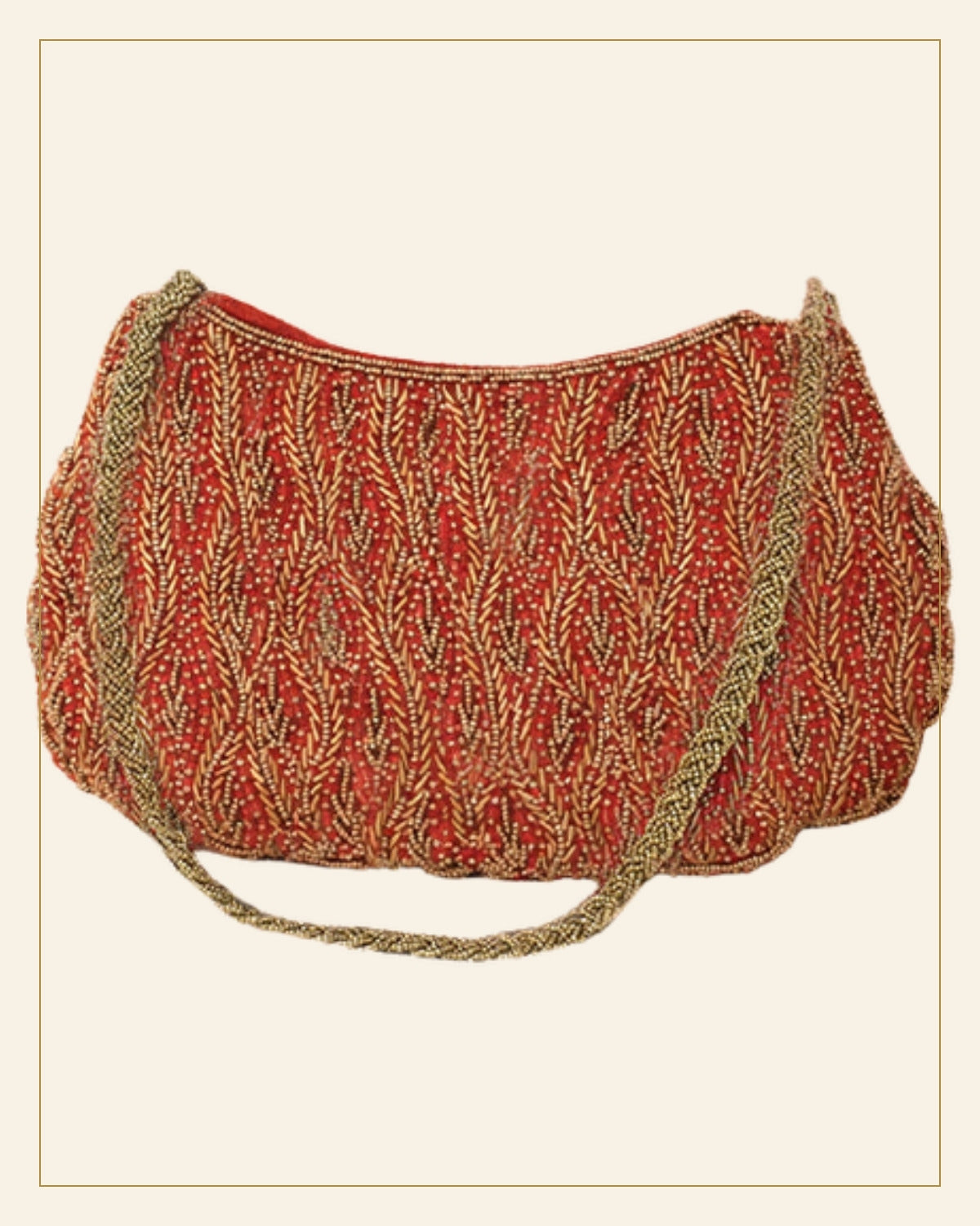 Sindoori Zari  Zardozi Embroidered Handbag — Saptadhārā detail