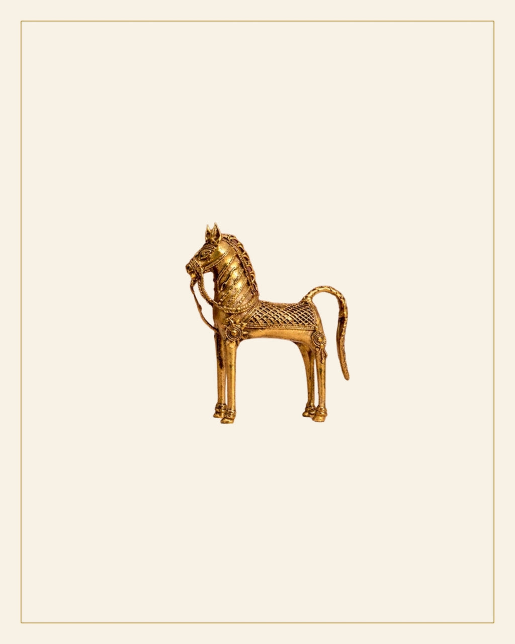 Handcrafted Brass Tribal Horse Showpiece — Saptadhārā