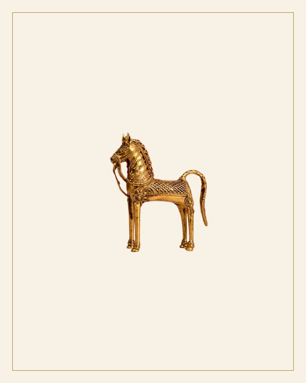 Handcrafted Brass Tribal Horse Showpiece — Saptadhārā