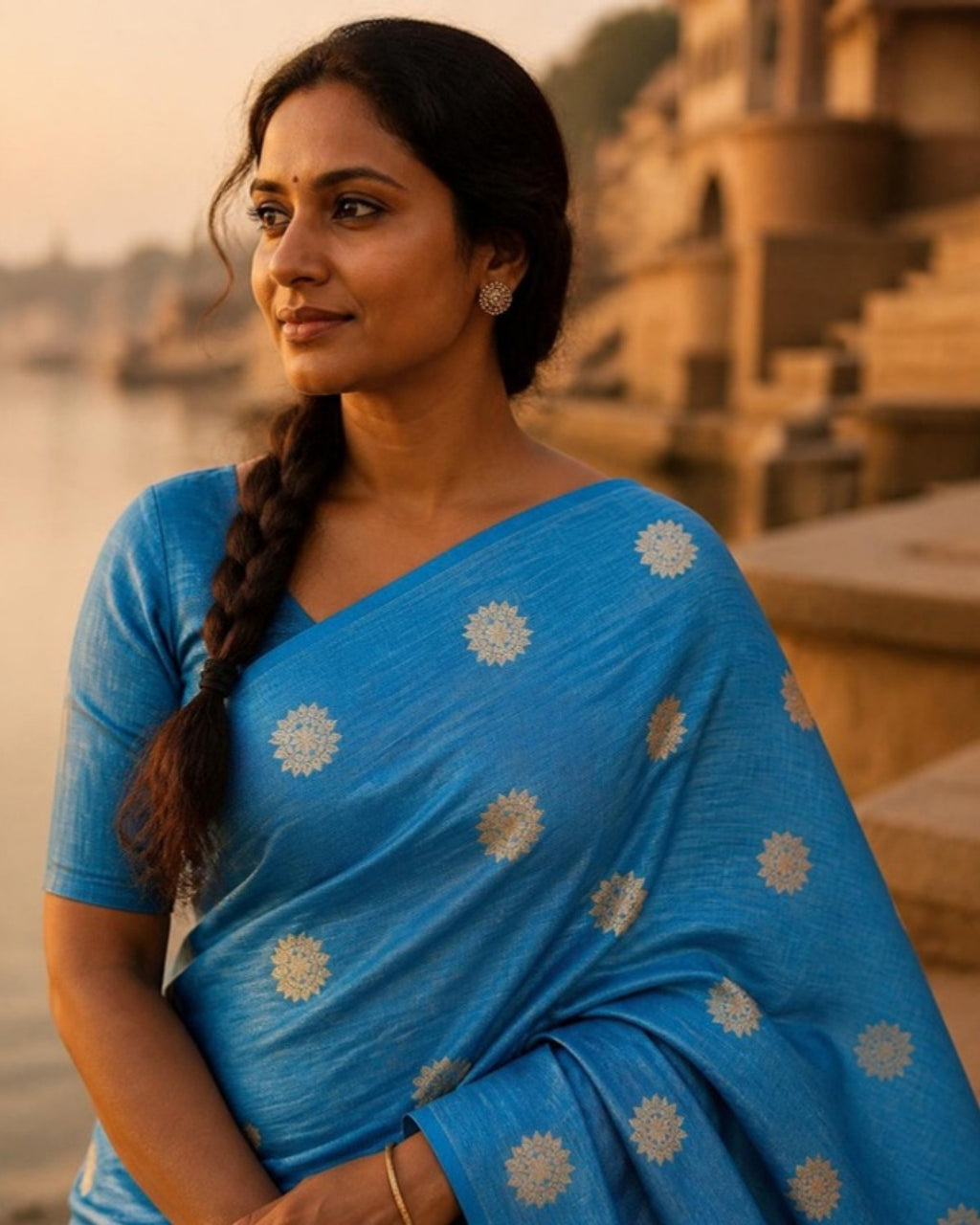 Styled image: Neel Chanderi Silk & Cotton Saree, pallu view