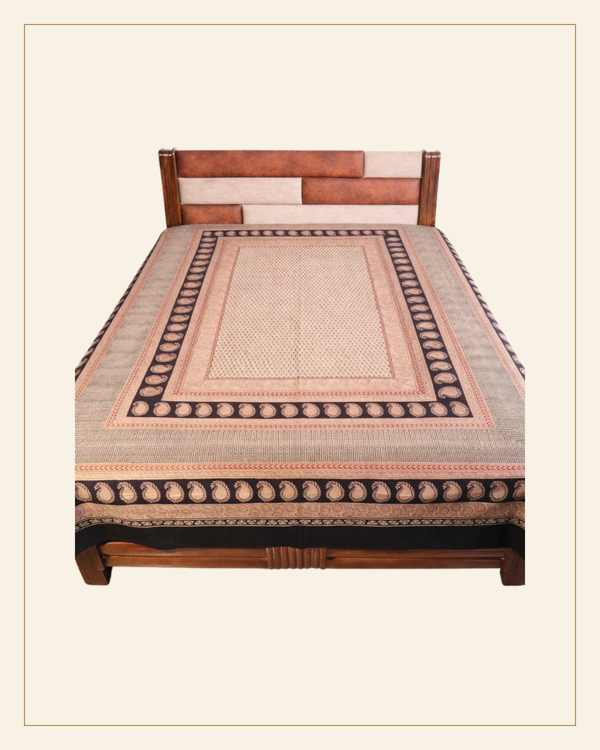 Hand Block Printed Bagh Cotton Double Bed Sheet — Saptadhārā