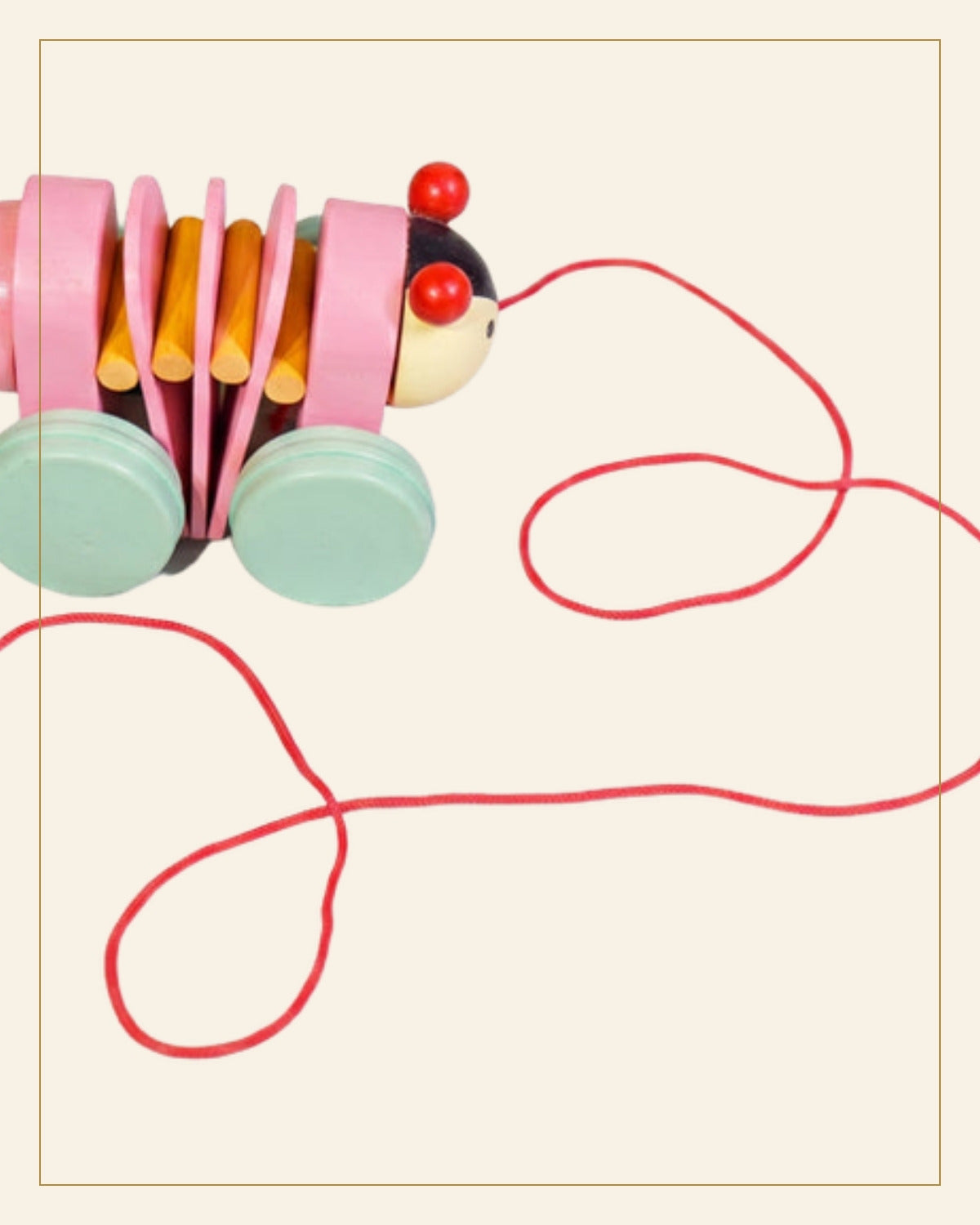 Sheesham Wooden Lacquerware Caterpillar Toy · Budhni Lacquerware — Saptadhārā detail