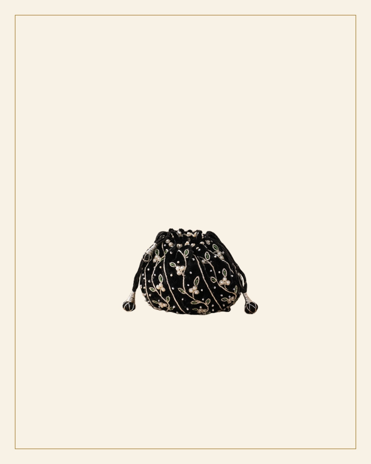 Handcrafted Zari Zardozi Embroidered Velvet Potli Bag — Saptadhārā