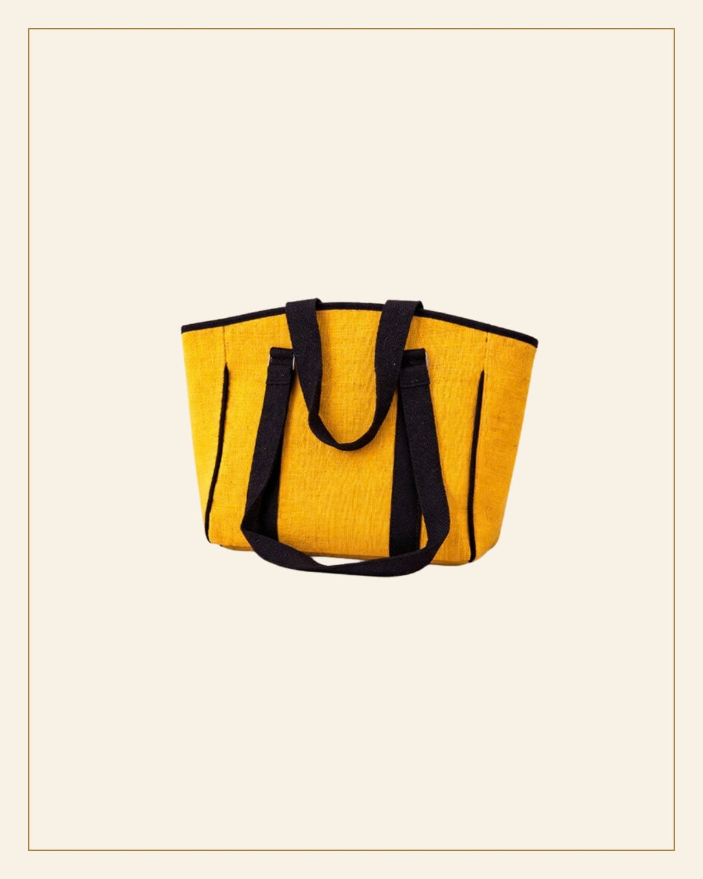 Handcrafted Natural Jute Handbag – Yellow Panel — Saptadhārā